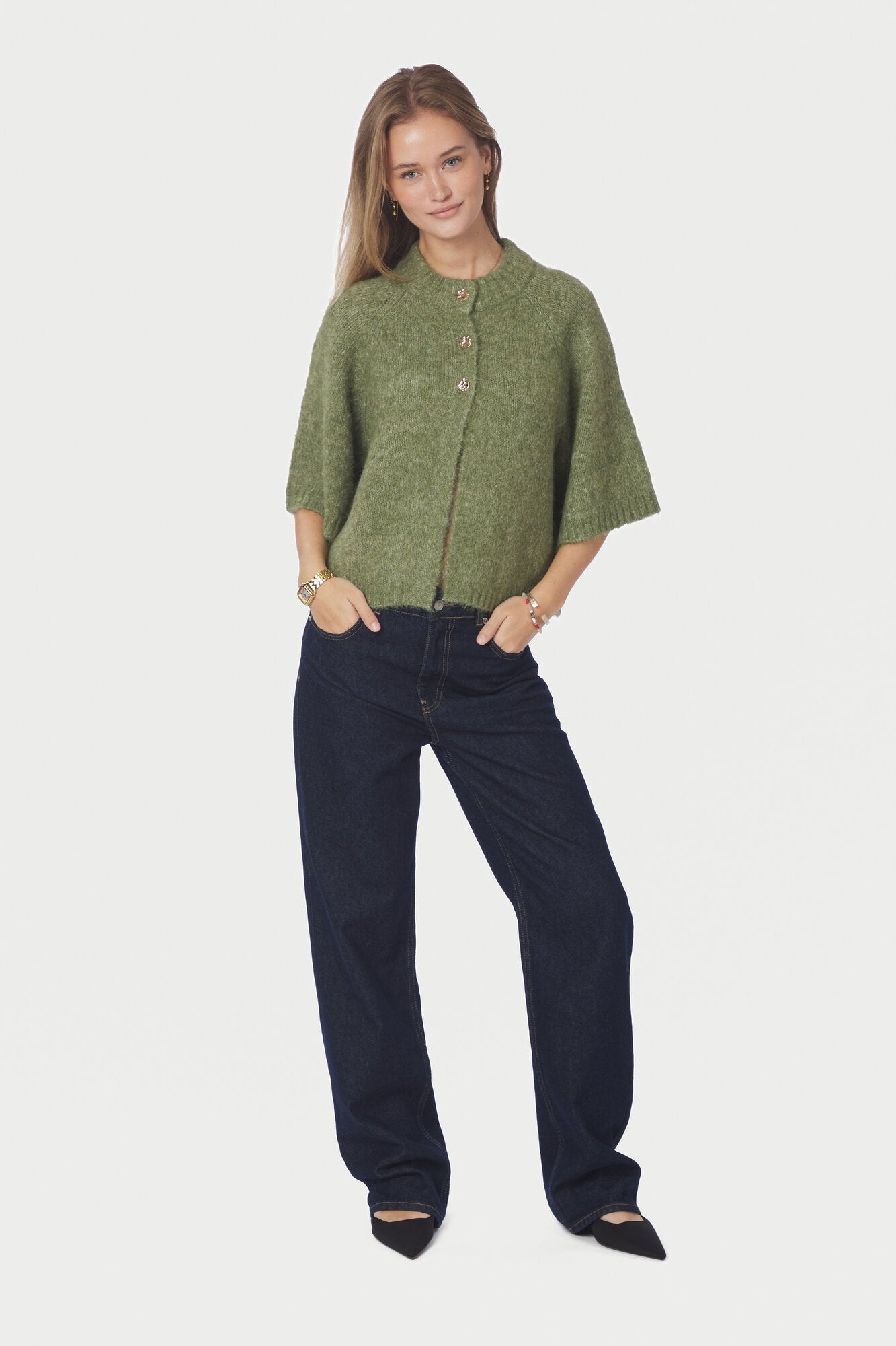 Benuta Fluffy cardigan - Dusty Green